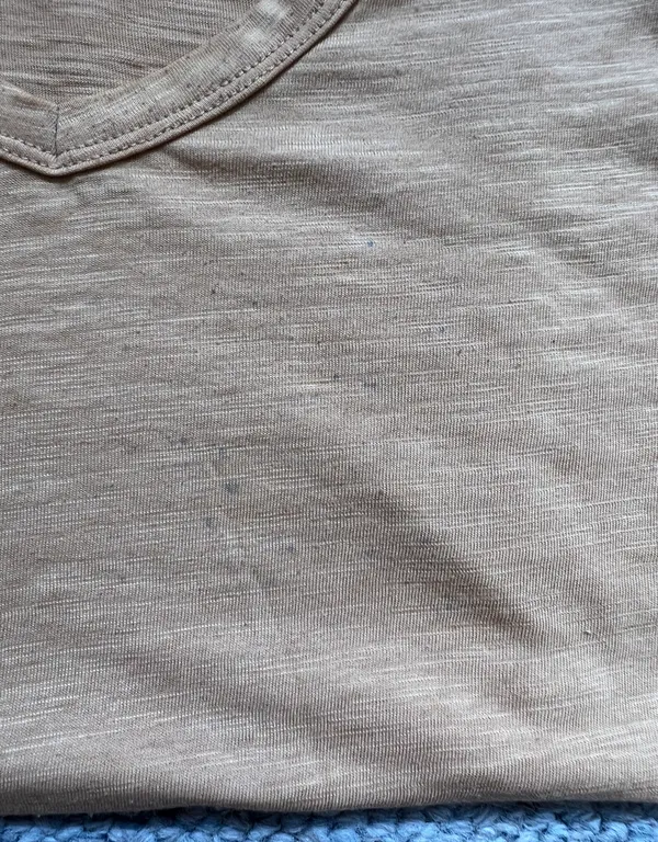 American Eagle V-Neck Shirt Yellow X-Small *Small Green Paint Splatters* - Image 3