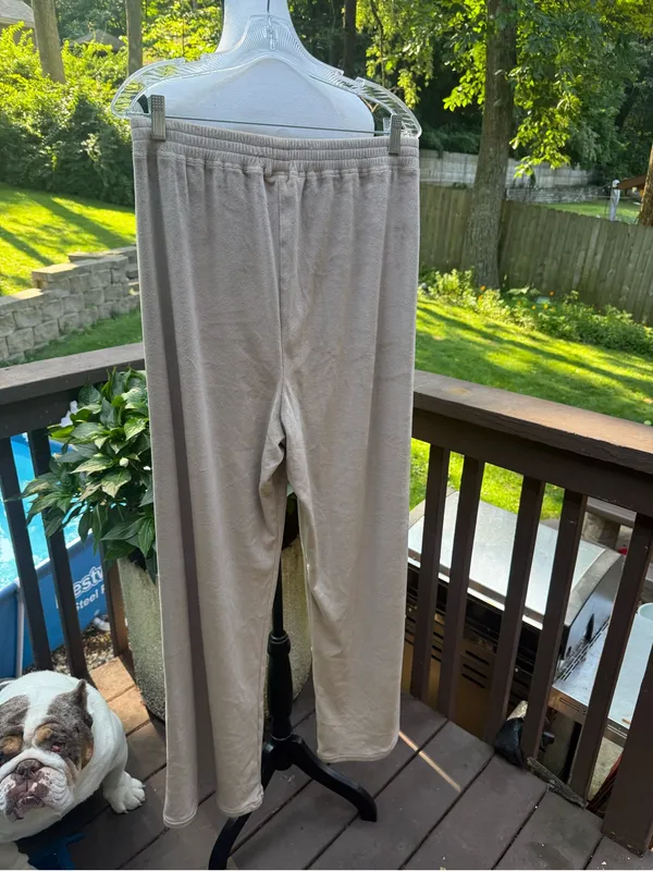 SKIMS Velour Wide Leg Pants Size Large L Color Beige - Image 2