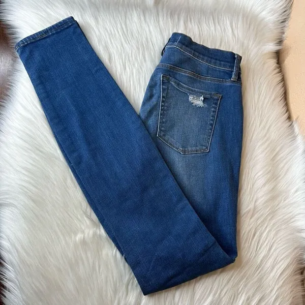 PacSun Perfect Fit Medium Indigo Wash Distressed/ Destroyed Jeggings Size 25 - Image 3