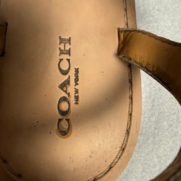 Coach Cheyanne Metallic Gold Textured Leather Thong Sandals G3161 Womens 6B - Image 5