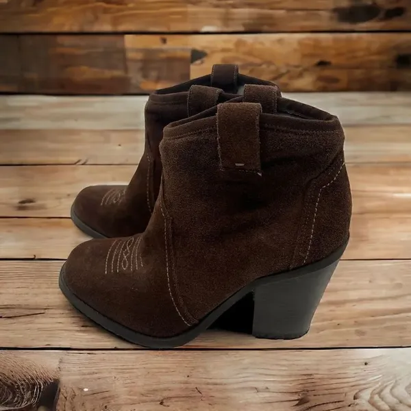 Kensie Glover brown suede 3.25 inch heel booties - Image 2