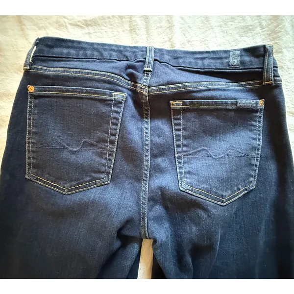 7 For All Mankind Jeans Womens Size 31 Blue Straight Leg Dark Wash Stretch Denim - Image 8