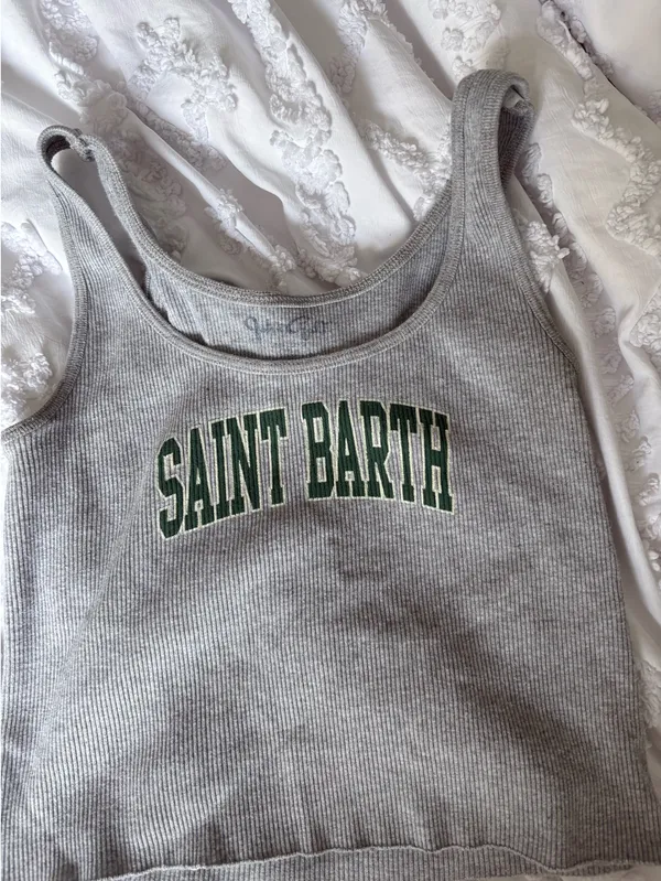 John Galt Gray Tank Top Ribbed Brandy Melville Graphic - Image 2