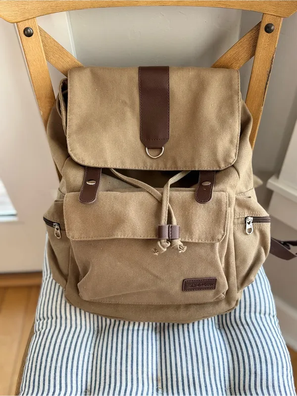 Bella Russo Tan Brown Nylon Drawstring Backpack - Image 13