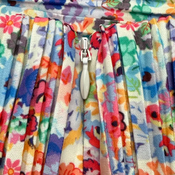 Amanda Uprichard Floral Pleated Romper Tie Shoulder Square Neck Multicolor M - Image 8