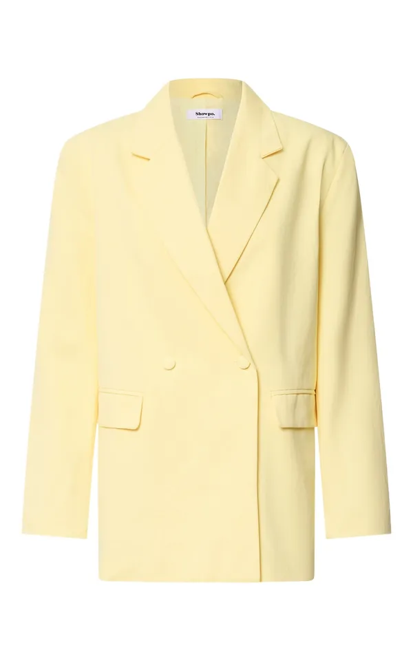 New Showpo Virginia Jacket Oversized Double Breasted Blazer Yellow MSRP $129 - Image 7