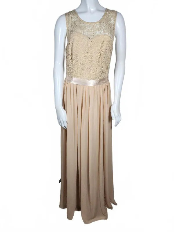 Bery Love Champagne Lace and Chiffon Evening Gown Dress Medium Wedding Guest - Image 2