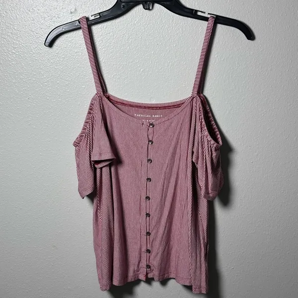 American Eagle Off Shoulder Stripe Top Blouse Soft &‎ Sexy Size XS - Image 3