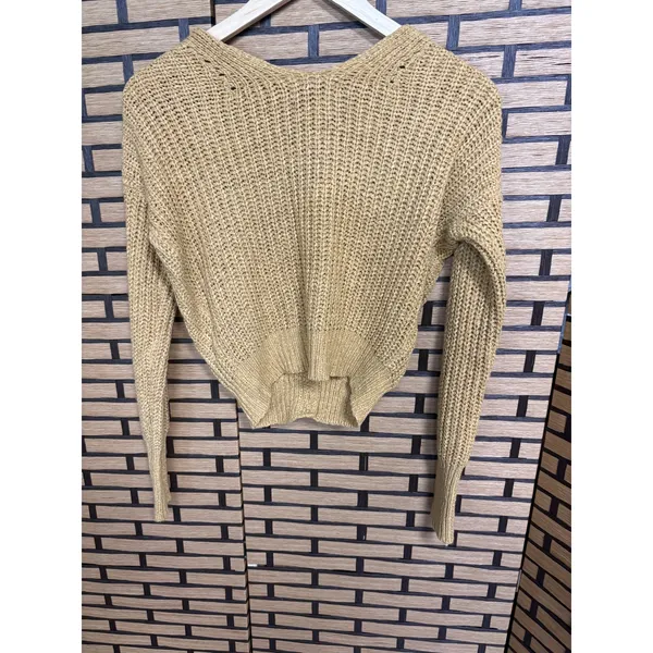 Moon & Madison‎ Tan Cropped Button Front Cardigan Size Small - Image 2