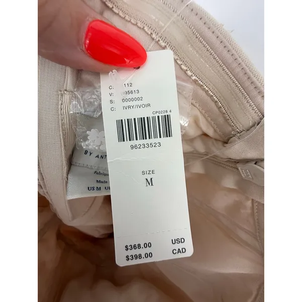 BHLDN Anthropologie Strapless Embellished Floral Fit & Flare Midi Dress Blush M - Image 7