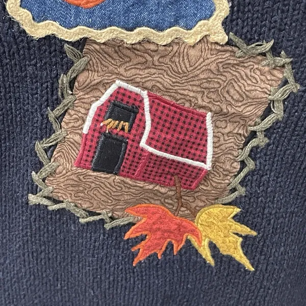 VTG Sharon Young Barn Fall Design Sweater Cardigan Sz Medium Cottagecore - Image 3