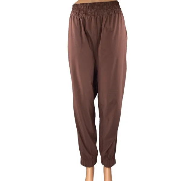 Vuori Women's Brown High Waisted Elastic Waist Tapered Trousers Joggers Pants L - Image 2