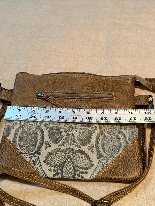 Myra Bag Brown Canvas Patterned Crossbody - Image 2