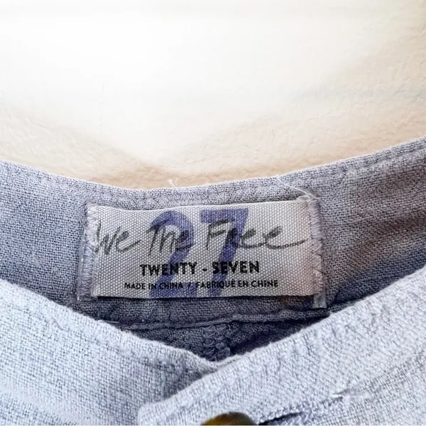 NWT Free People Faded Love Linen Blend High‎ Waist Pants Women's Size 27 Blue - Image 6
