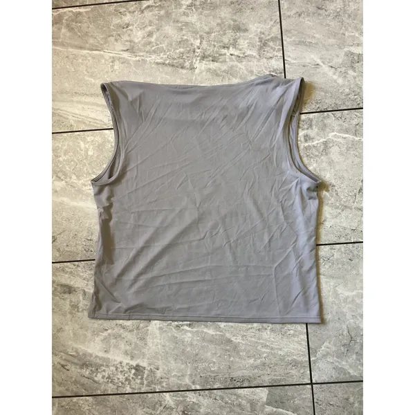 Halara NWOT Womens Cowl Neck Sleeveless Tank Top Light Grey Stretch Active Small - Image 5