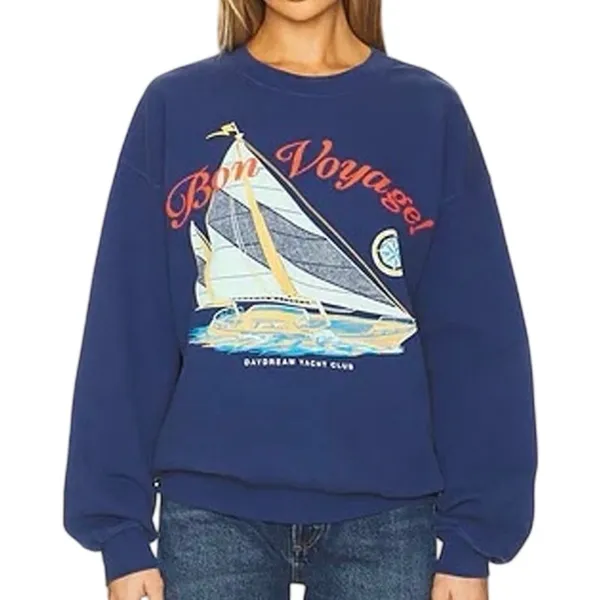DAYDREAMER Bon Voyage BF Sweatshirt in Washed Indigo, Size Small New without Tag - Image 10