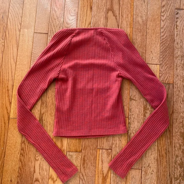 Urban Outfitters berry red ribbed square neck long sleeve top - Image 10