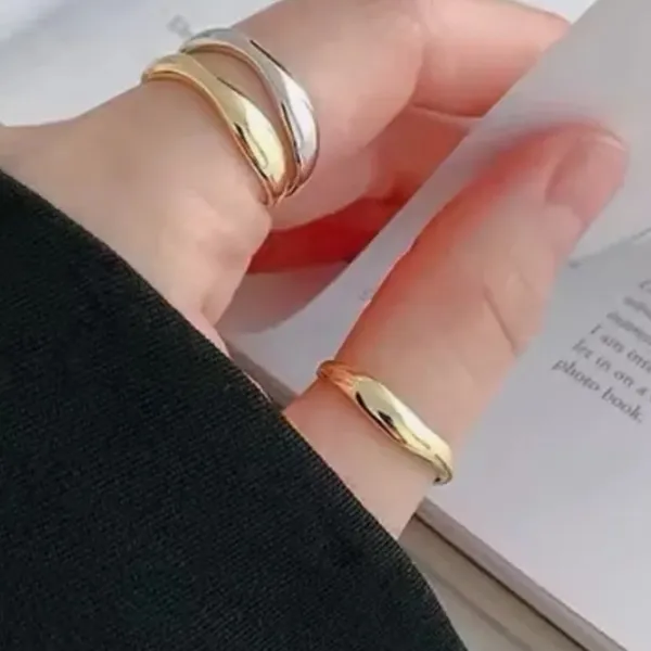Boutique NEW‎ 14k Yellow Gold Plated 925 Silver Wave Stacking Band Ring - Image 3