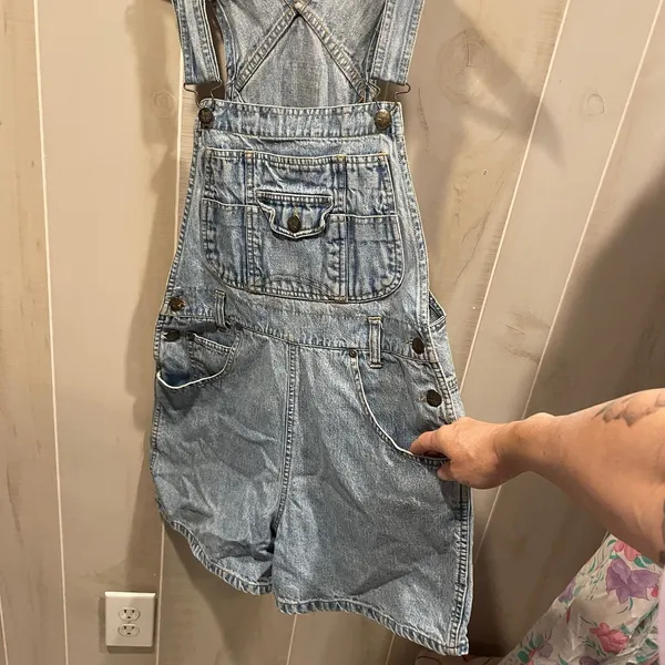 Cute Y2K denim Road Rags Jean Co short overalls pockets medium - Image 7