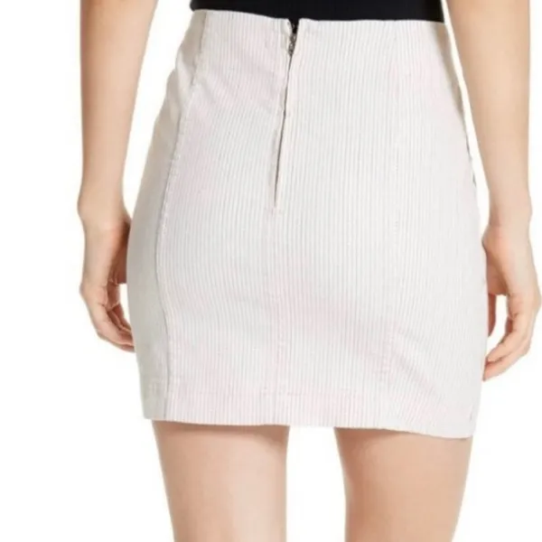 FREE PEOPLE Modern Femme Dotted Stripe Stretch Mini Skirt White Size 2 - Image 5