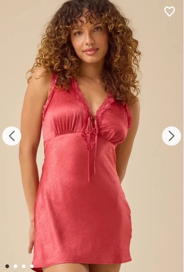 Altar'd State Blakely Dusty Red Satin Lace Mini Dress Size Large - Image 4