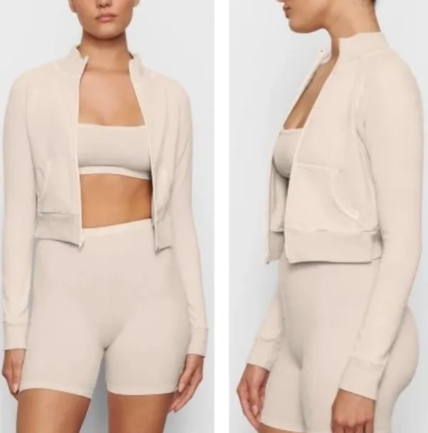 Size XS basic sweater outdoor track jacket ap-zip-1120 bone beige NWT - Image 2