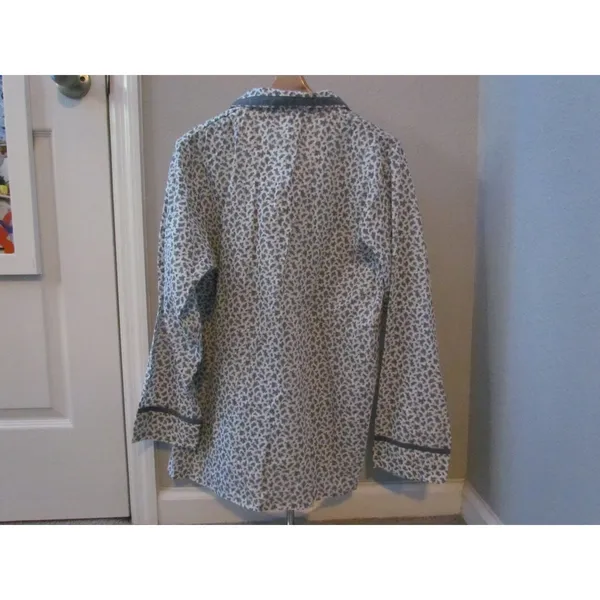 Vintage Andhurst Pajama Top Medium White Blue‎ Paisley Button Front Loungewear - Image 2