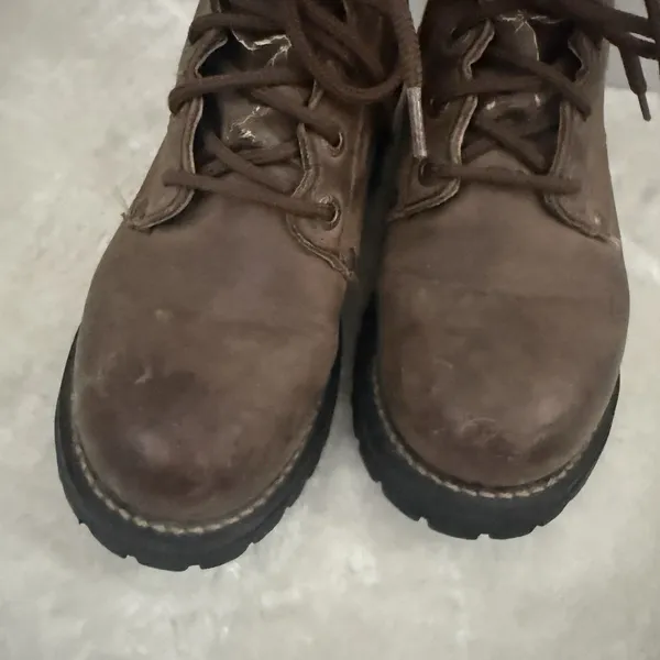 Skechers Womens 8.5 Combat Boots Brown Leather Chunky Biker Grunge Y2K - Image 9