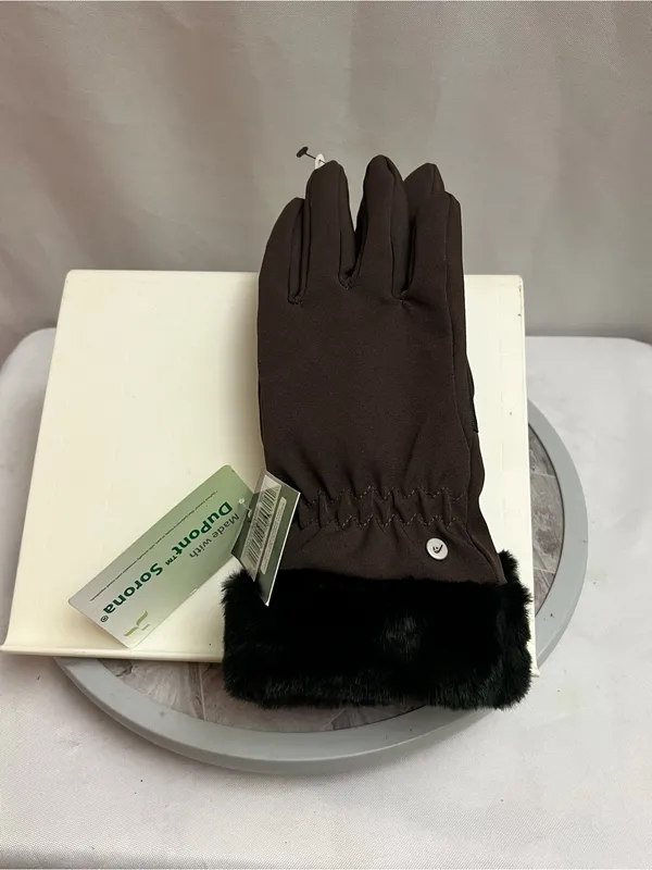 Head Womens Winter Gloves Brown Faux Fur Cuff Sorona Insulated Size Large NWT - Image 5