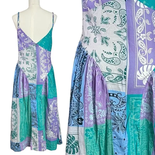 Free People Bohemian Bandana Tropical Wish You Would Midi Dress Size Large - Image 10