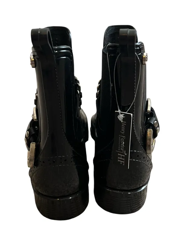 Henry Ferrera Survivor 100 Patent Ankle Rain Boots Western Buckle Wingtip 7 - Image 4