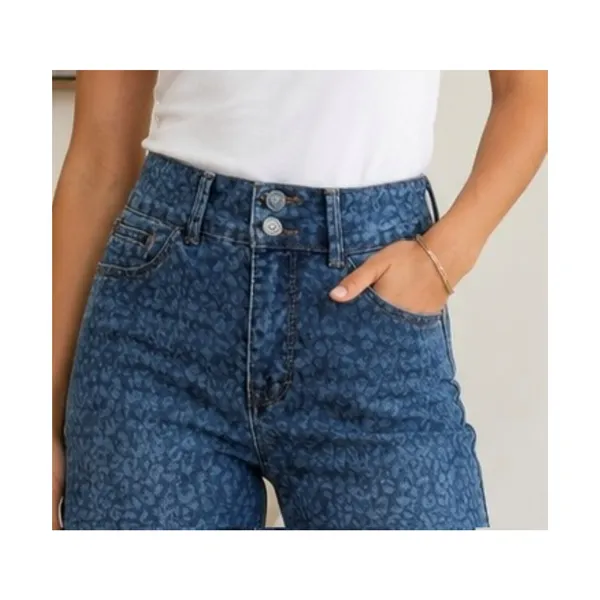 Curve Appeal Jeans Womens Size 4 High Rise Wide Leg Leopard Print Cotton NWT - Image 3