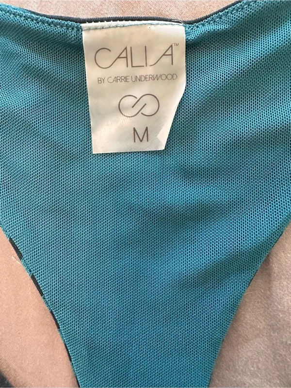 CALIA by Carrie Underwood Teal and Black Striped Racerback Tank - Image 3