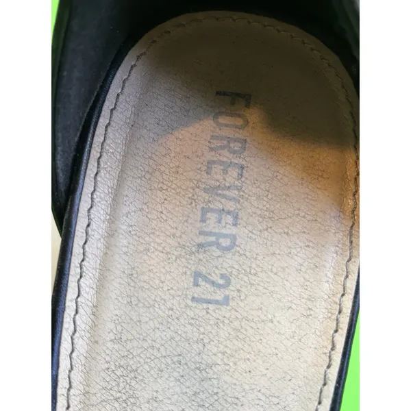 Forever 21 Black‎ Strap Open Toe Clear Chunky Block High Heels Zip Back Size 11M - Image 4