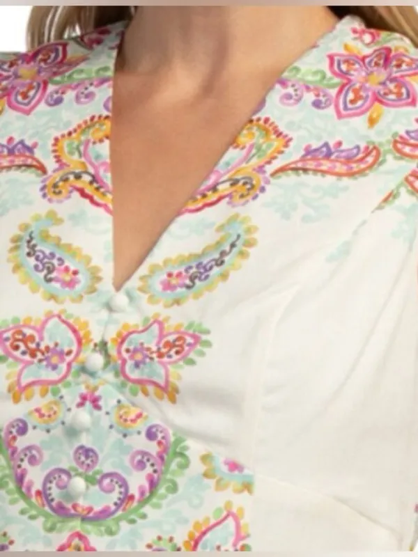 Anthropologie Ciebon White Embroidered V-Neck Shift Dress Floral Sleeveless Sm - Image 3