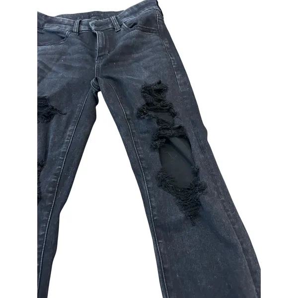 American Eagle Distressed Skinny Jeans Black Ripped High Waisted Womens Size 4 - Image 4
