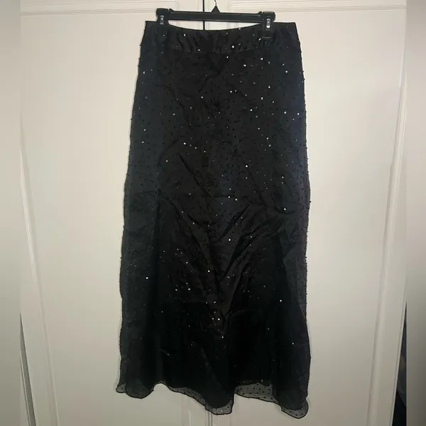 Tahari 100% Silk Beaded Maxi Skirt - Image 3