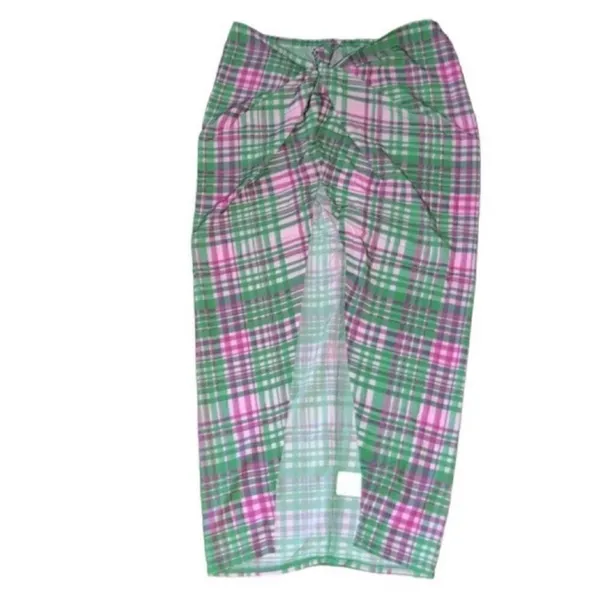 Revolve Plush Plaid Sarong Skirt(Size Medium) - Image 3