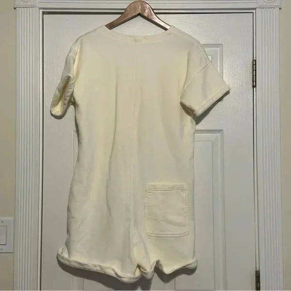 Alex Mill French Terry Romper Playsuit Cream V-Neck‎ Women's Size Medium - Image 3
