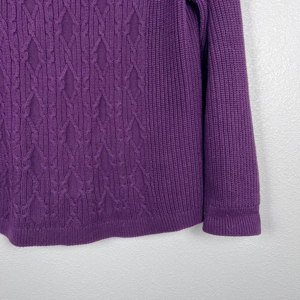 Tommy Hilfiger Womens Boat Neck Cable Knit Sweater‎ Purple Plum Sz M - Image 3