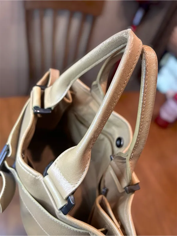 LONGCHAMP Belt Leather Hand Tote Bag Women Yellow /tan Genuine - Image 12