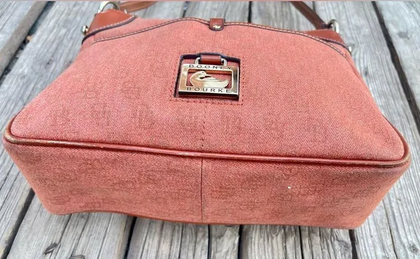 Dooney & Bourke Purse Orange Logo Canvas Monogram Hobo Bag - Image 3
