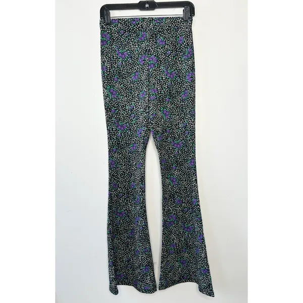 TOPSHOP Floral Flare Pants Womens 6 Boho Chic School Maximalist Funky Unique Fun - Image 4