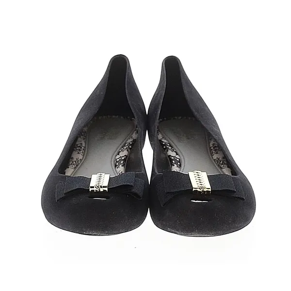 Melissa X Jason Wu Black flocked Peep Toe Bow Flats Shoes Jelly Womens Size 10 - Image 3