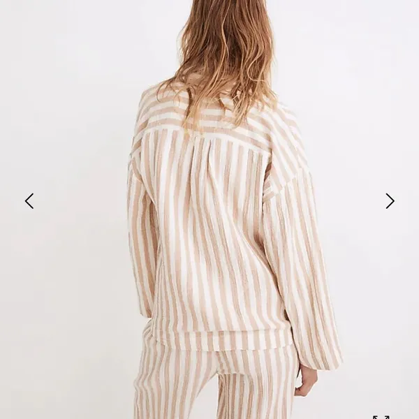 Madewell Striped Double-Gauze Oversized Pajama Shirt‎ Sz S Hyde Park Stripe NEW - Image 2