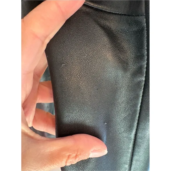 Nine West Soft Genuine Leather Jacket Black Zip Front Women M - Image 10