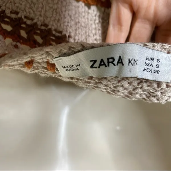 Zara Knit Crochet Crop Top Brown Tan Size S - Image 6
