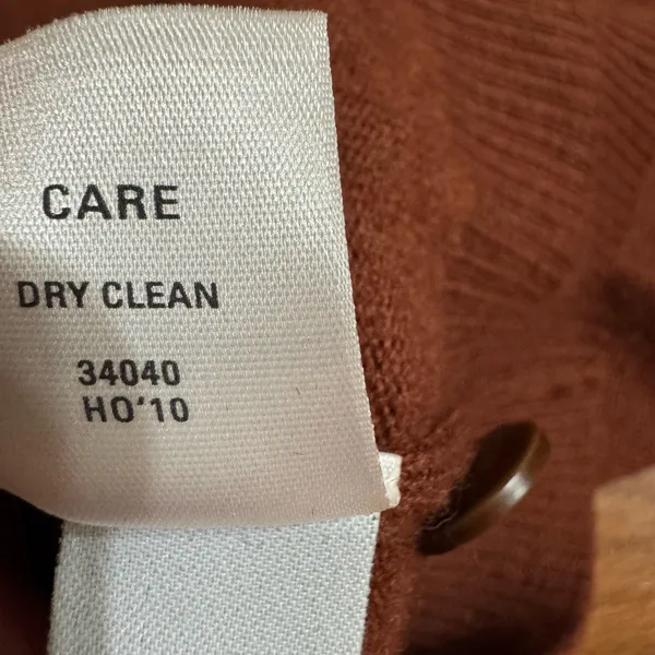 100% Merino‎ Wool Cardigan Sweater Brown Button Front Pocket Classic Sz XS - Image 10
