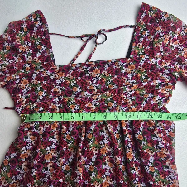 BCBGeneration NWT Floral‎ Babydoll Mini Dress Square Neck Puff Sleeve Size 2 - Image 9
