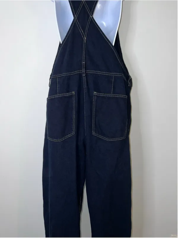 Women's Free People Dark Blue Denim Overalls Size LARGE - Image 8